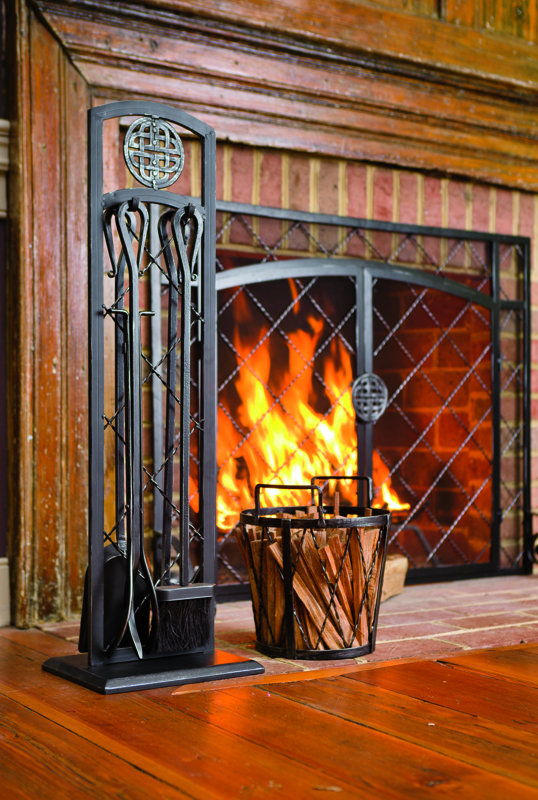 Plow & Hearth 4 Piece Steel Fireplace Tools Set & Reviews Wayfair